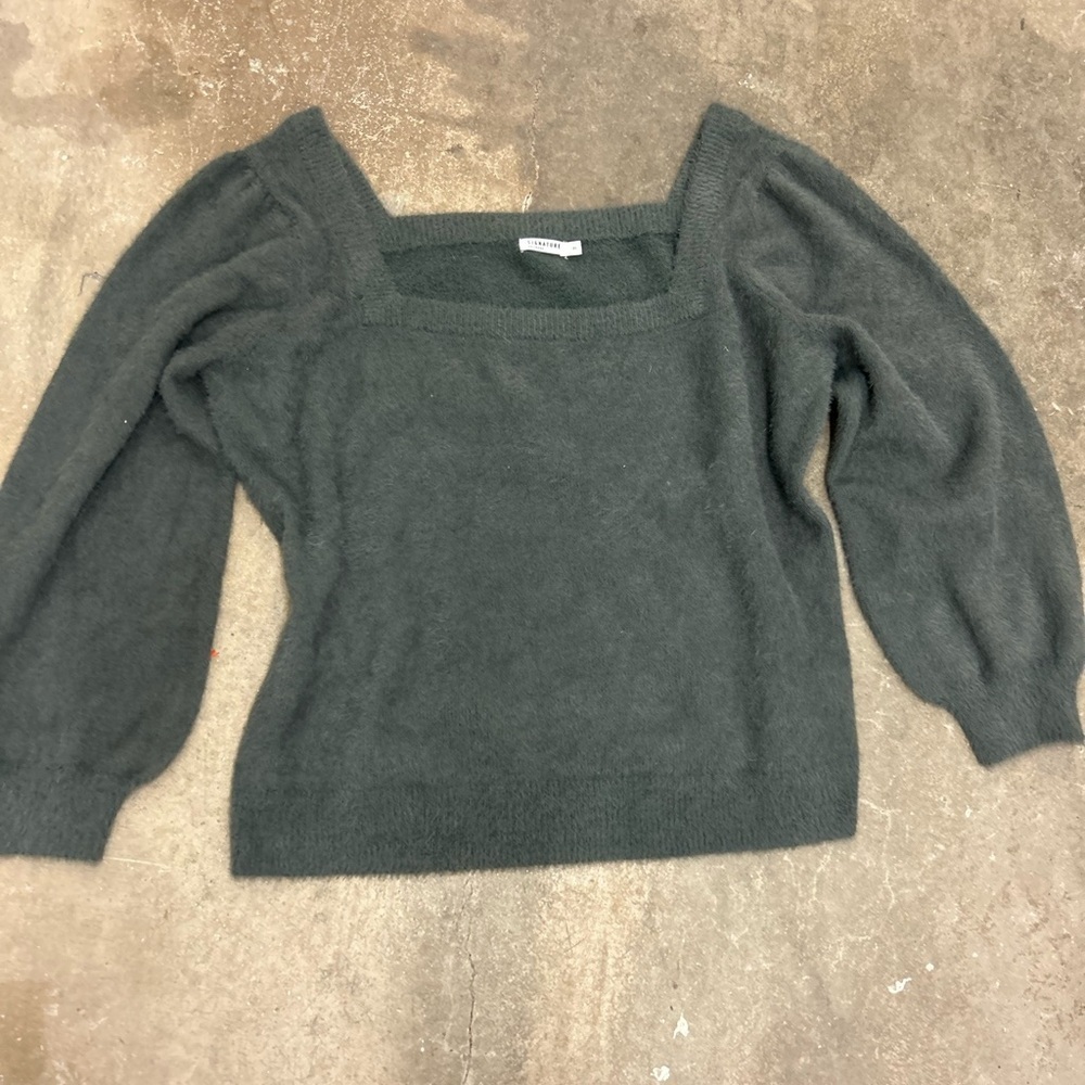 Reitmans Charcoal super‎ soft balloon sleeves square neck sweater